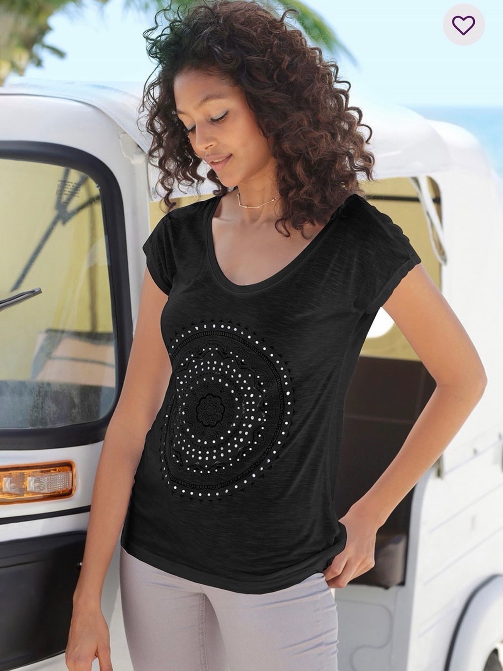 Lascana black mosaic boho top- size 8/10